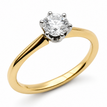 Laboratory Grown Brilliant Cut Diamond Solitaire Engagement Ring in 18ct Yellow Gold &amp; Platinum, 0.52ct