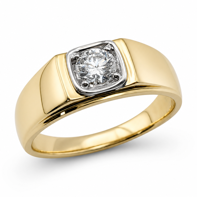 Laboratory Grown Diamond 9ct Yellow Gold Signet Ring, 0.50ct