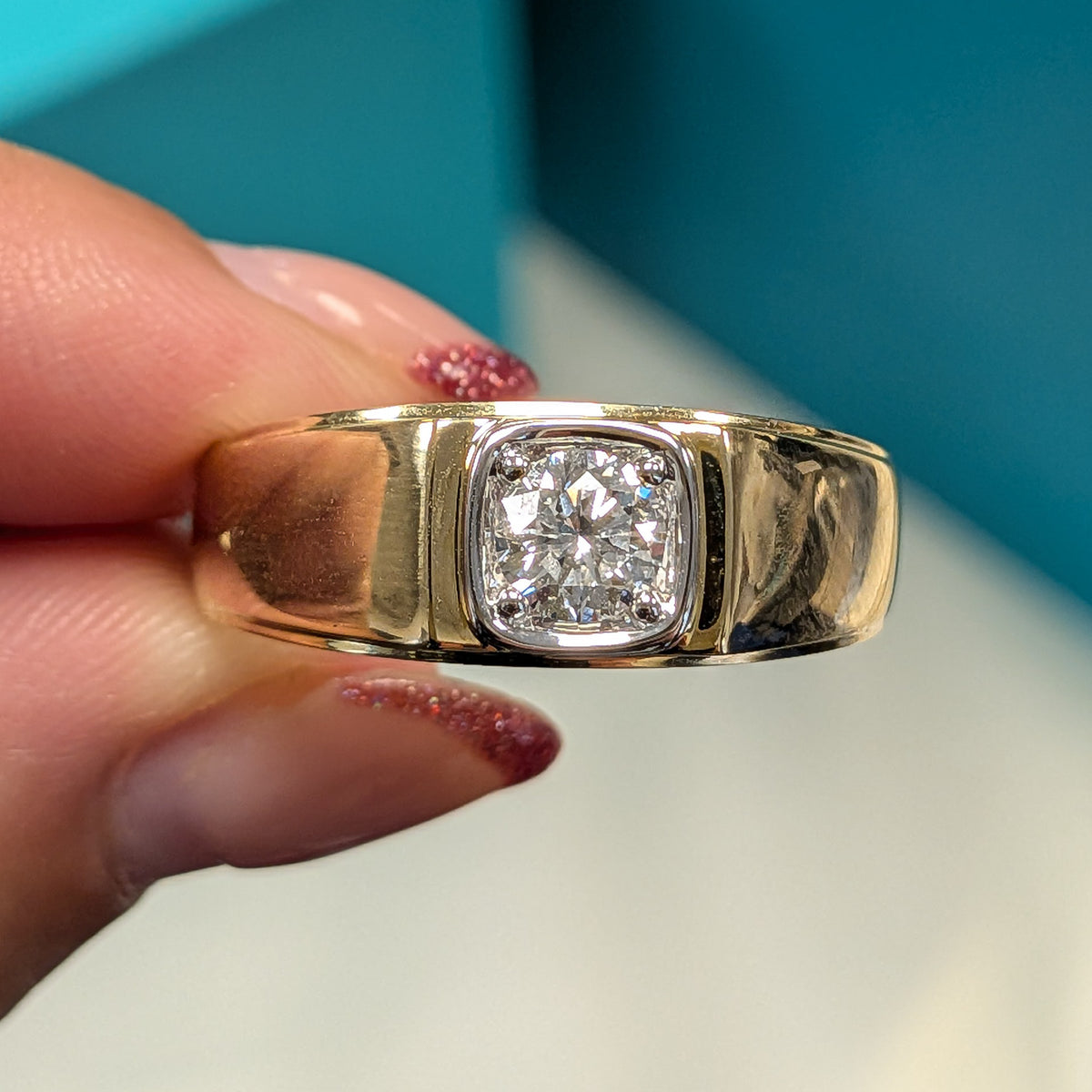 Laboratory Grown Diamond 9ct Yellow Gold Signet Ring, 0.50ct