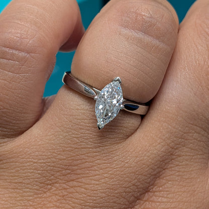 Laboratory Grown Marquise Cut Diamond Solitaire Engagement Ring in Platinum, 1.01ct