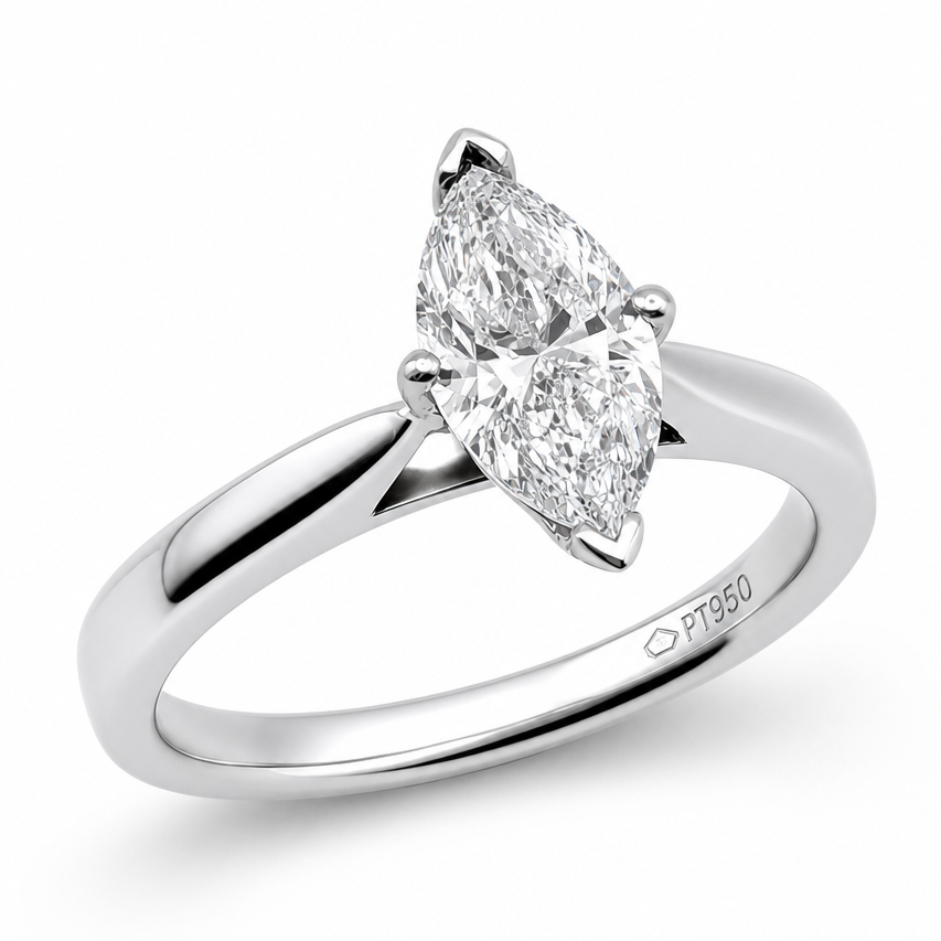 Laboratory Grown Marquise Cut Diamond Solitaire Engagement Ring in Platinum, 1.01ct
