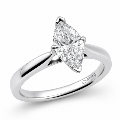 Laboratory Grown Marquise Cut Diamond Solitaire Engagement Ring in Platinum, 1.01ct