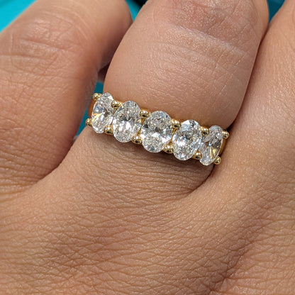 Laboratory Grown Oval Diamond Five Stone Ring in 18ct Yellow Gold, 2.00ct