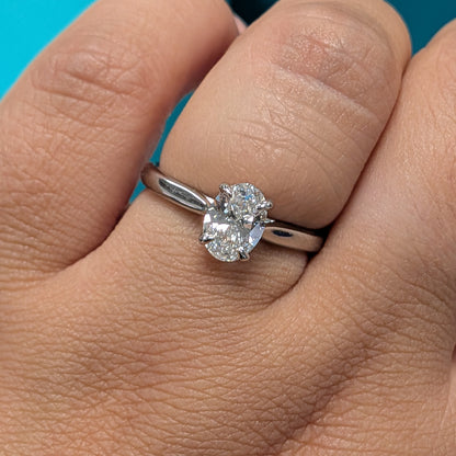Laboratory Grown Oval Cut Diamond Solitaire Engagement Ring in Platinum, 1.00ct