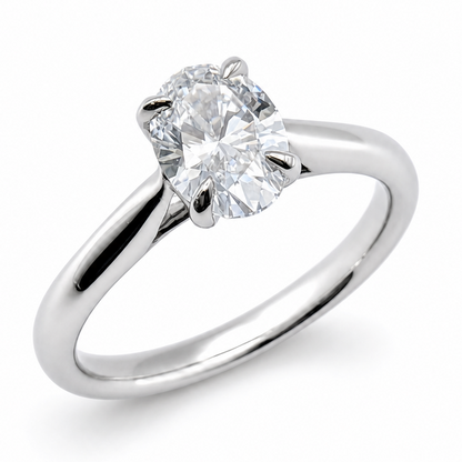 Laboratory Grown Oval Cut Diamond Solitaire Engagement Ring in Platinum, 1.00ct