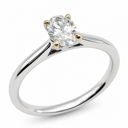 Laboratory Grown Oval Cut Diamond Solitaire Engagement Ring in 9ct White Gold, 0.50ct