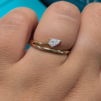 Laboratory Grown Pear Shaped Diamond Solitaire Twist Ring in 9ct Yellow Gold, 0.20ct