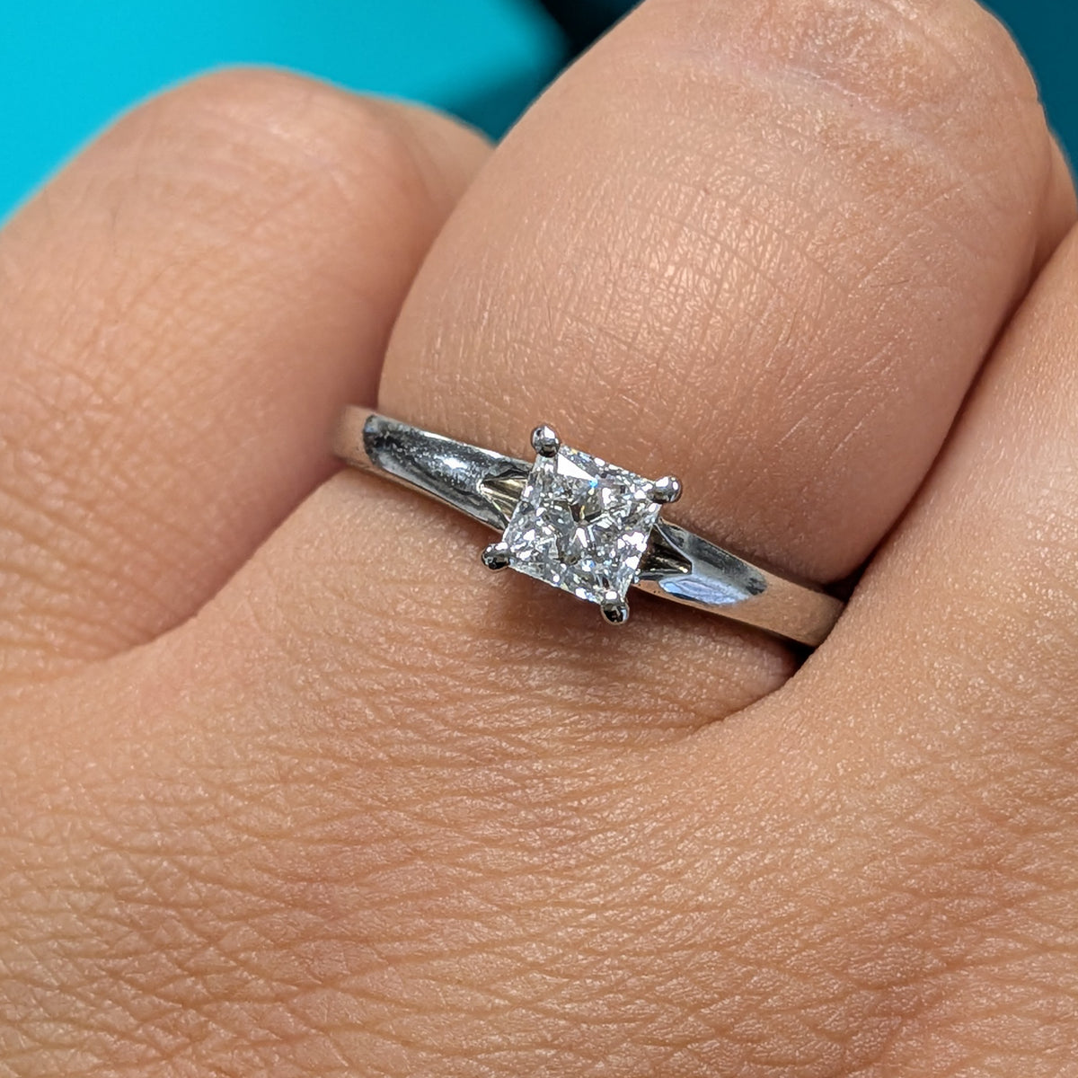 Laboratory Grown Princess Cut Diamond Solitaire Engagement Ring in Platinum, 0.51ct