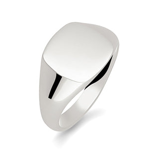Small cushion shape signet ring in argentium silver