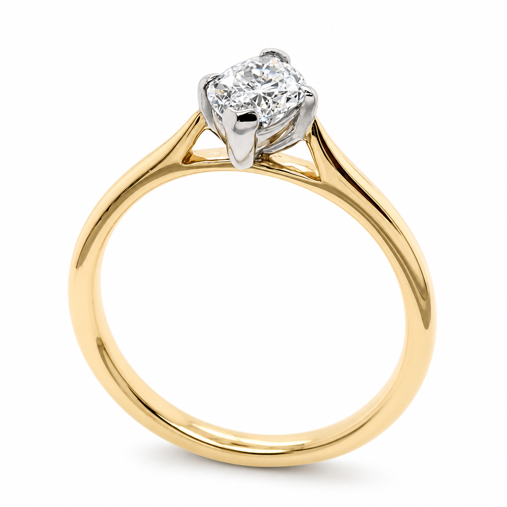 Marquise diamond solitaire ring in 18ct gold and platinum, 0.73ct