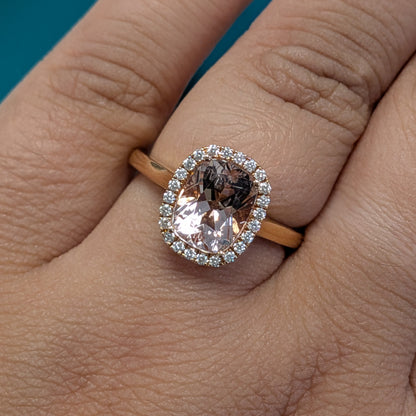 Morganite &amp; Diamond Cluster Ring in 18ct Rose Gold, 2.29ct