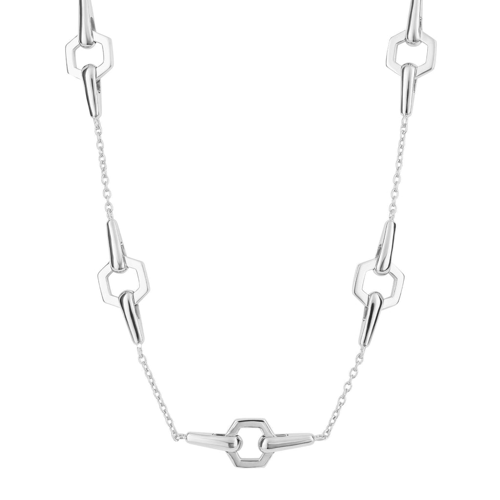 Hexagon link necklace in silver