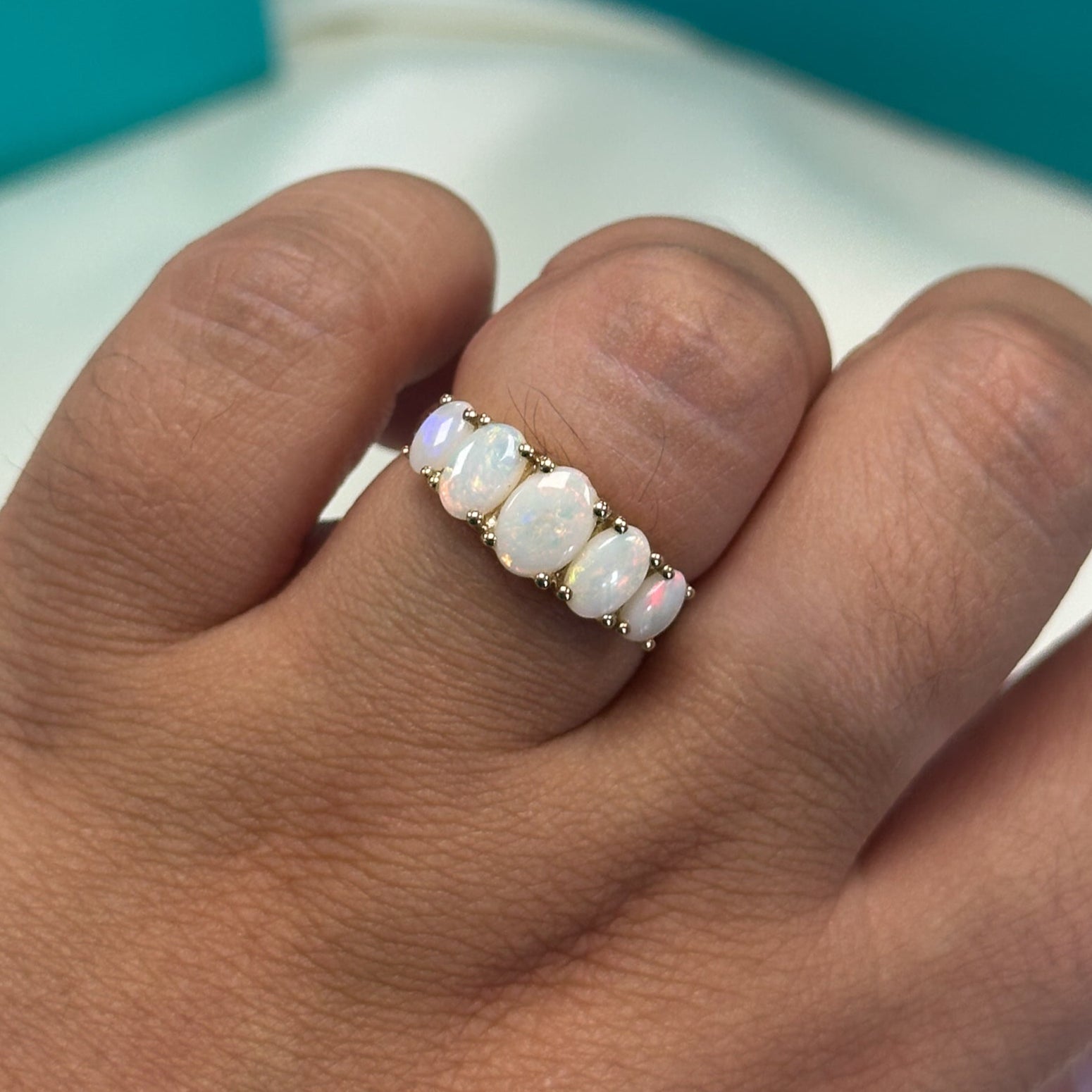 Opal five stone ring in 9ct gold