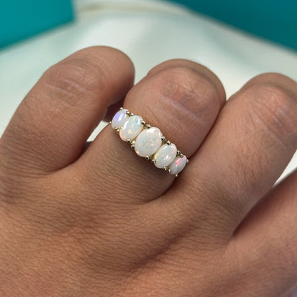 Opal five stone ring in 9ct gold