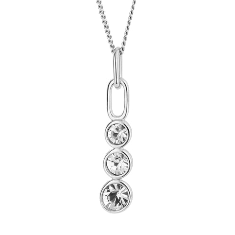 Cubic zirconia drop pendant and chain in silver