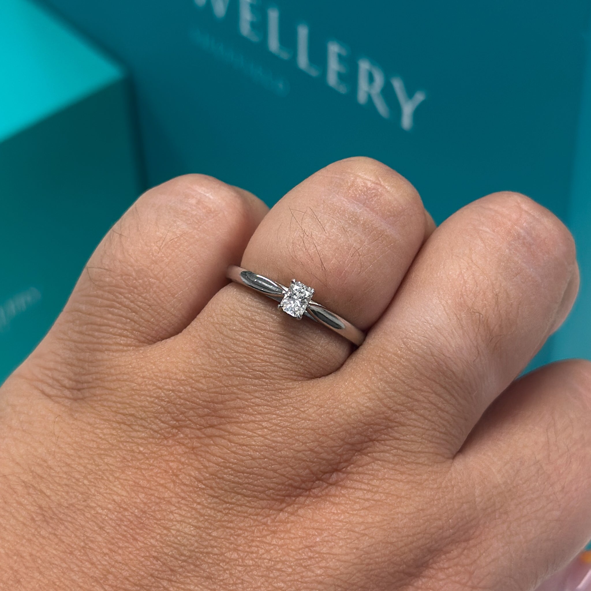 Phoenix cut diamond solitaire ring in platinum, 0.21ct