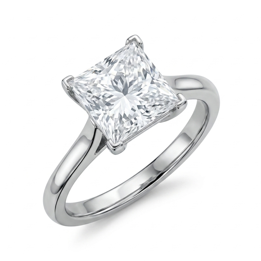 Princess Cut Diamond Solitaire Ring in Platinum, 2.39ct