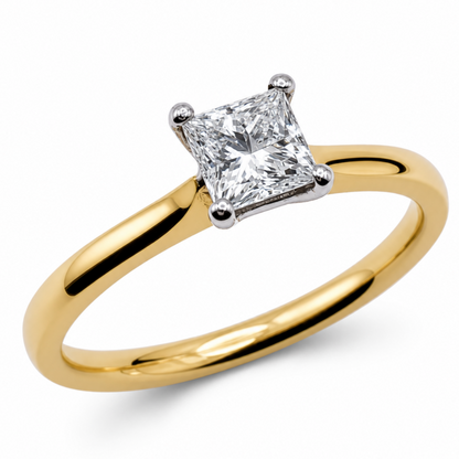 Princess Cut Diamond Solitaire Engagement Ring in 18ct Yellow Gold, 0.43ct
