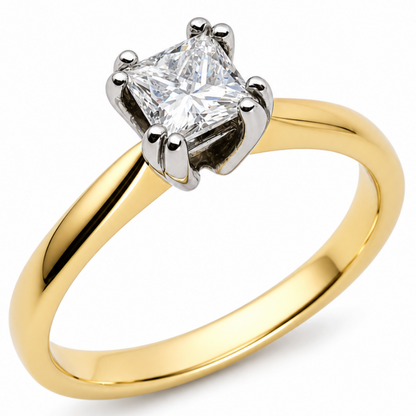 Princess Cut Diamond Solitaire Engagement Ring in 18ct Yellow Gold, 0.40ct