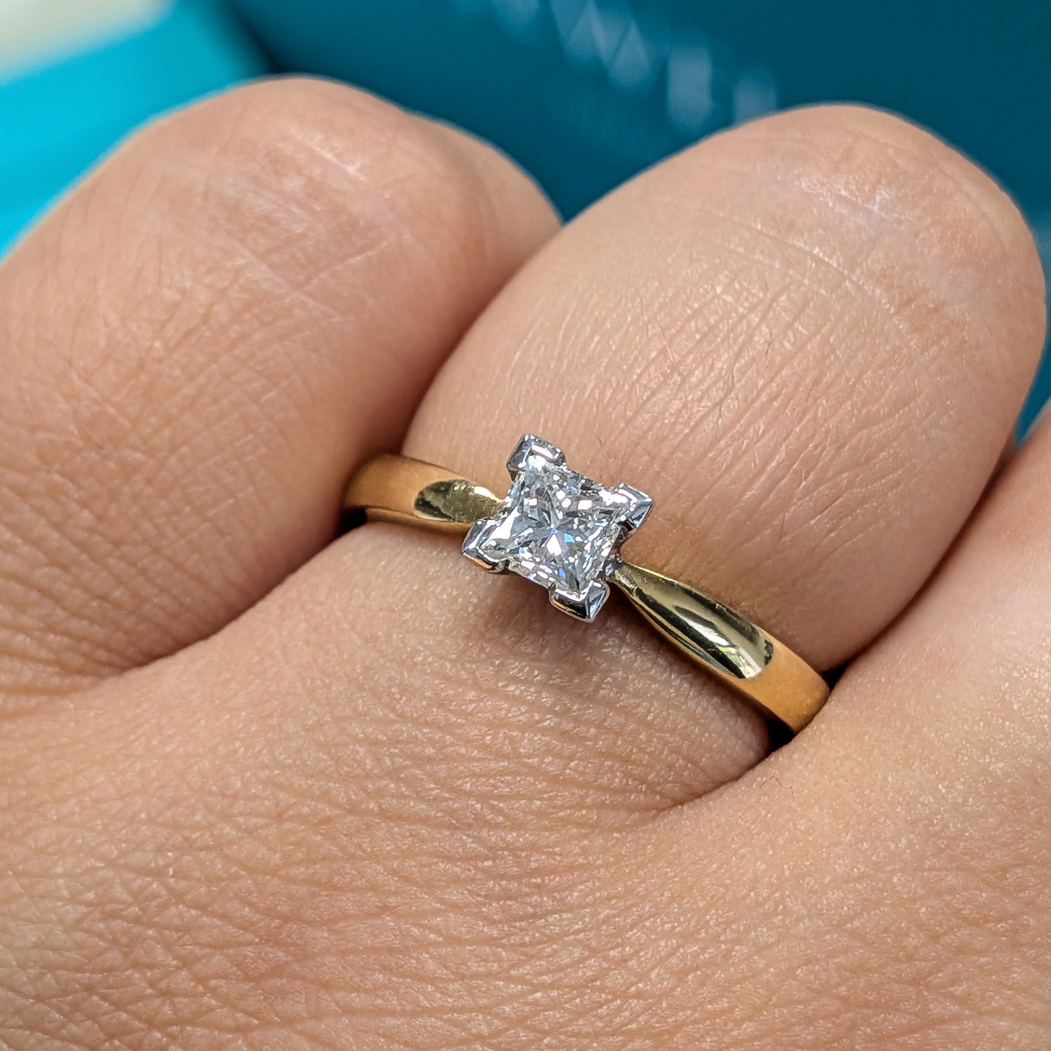 Princess Cut Diamond Solitaire Engagement Ring in 18ct Yellow Gold,  0.50ct