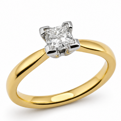 Princess Cut Diamond Solitaire Engagement Ring in 18ct Yellow Gold,  0.50ct