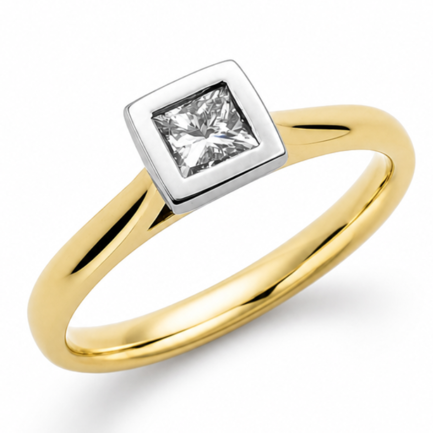 Princess Cut Diamond Solitaire Engagement Ring in 18ct Yellow Gold, 0.25ct