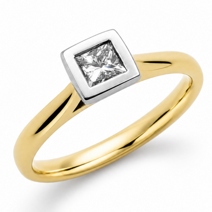 Princess Cut Diamond Solitaire Engagement Ring in 18ct Yellow Gold, 0.25ct