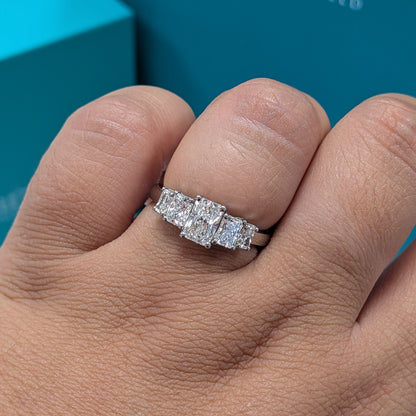 Radiant Cut Diamond Five Stone Engagement Ring in Platinum, 1.61ct