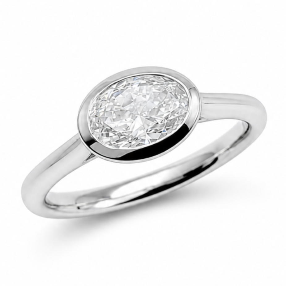 Rubover Diamond Solitaire Engagement Ring in Platinum, 0.80ct