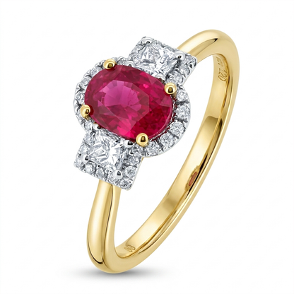Ruby and Diamond Cluster Ring in 18ct Gold