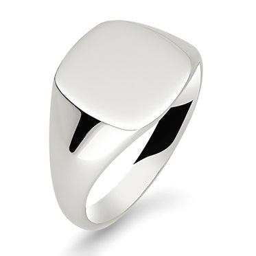 Cushion shape signet ring in argentium silver