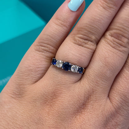 Sapphire and Diamond Five Stone Ring in 18ct Gold