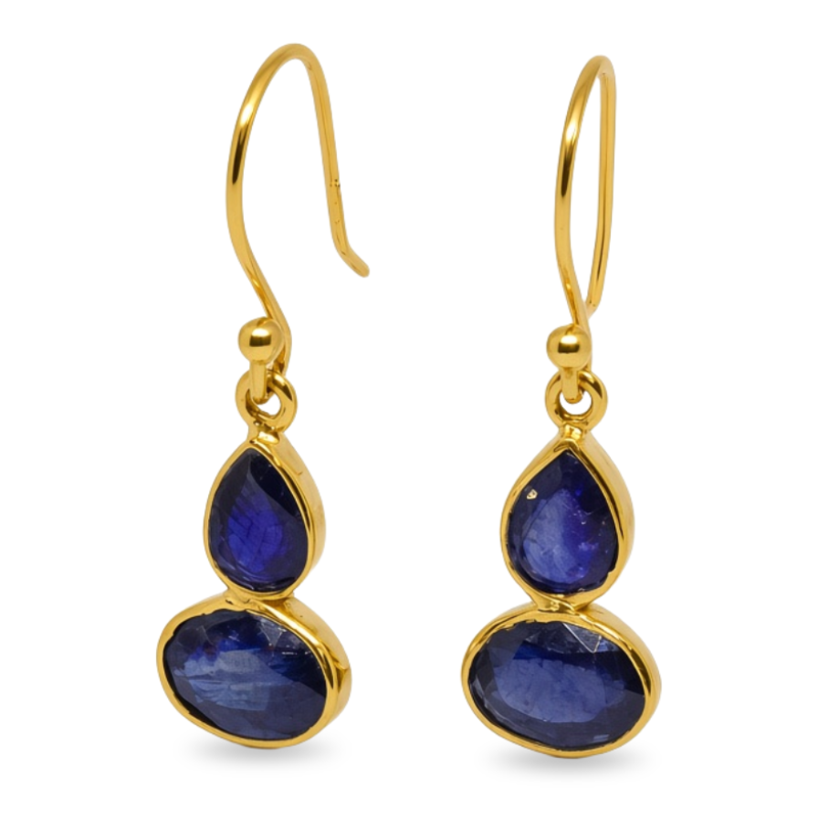 Sapphire Two Stone Drop Earrings
