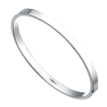 Hinged Flat Bangle in Silver.