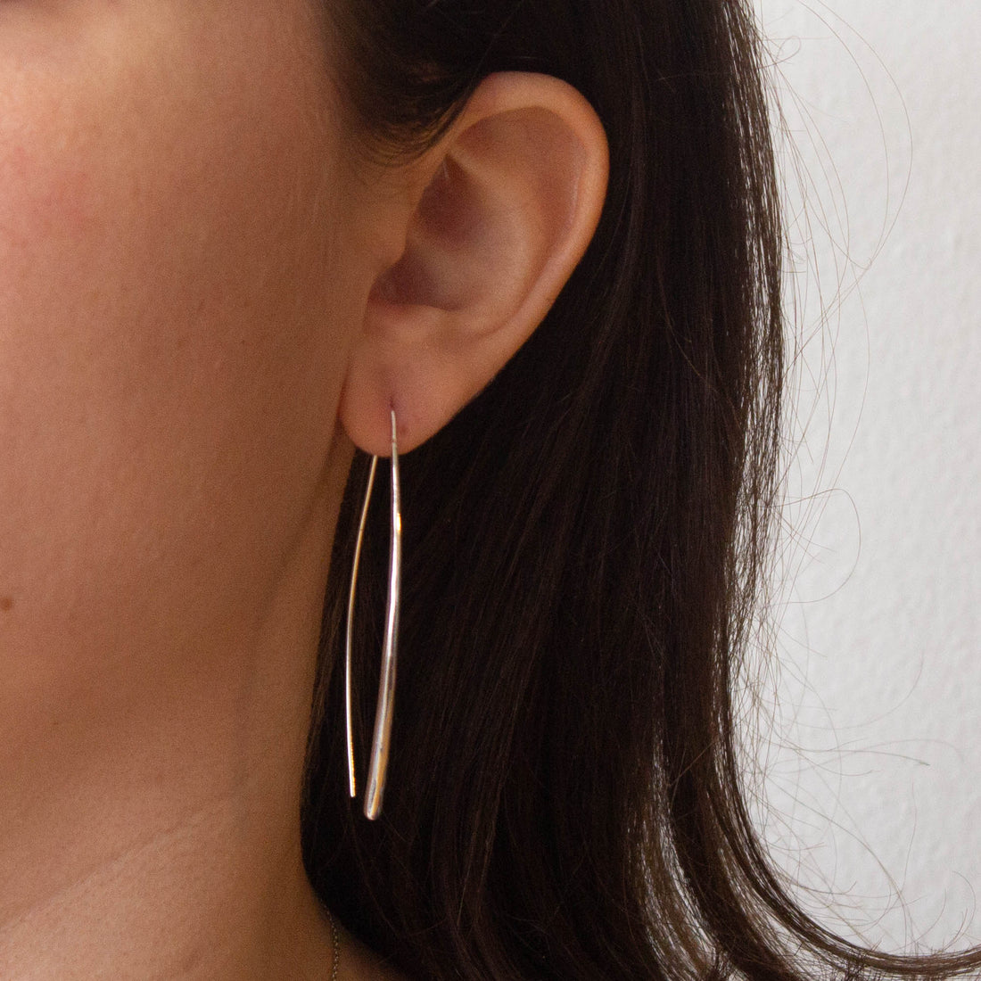 Sterling Silver Long Curved Threader Earrings