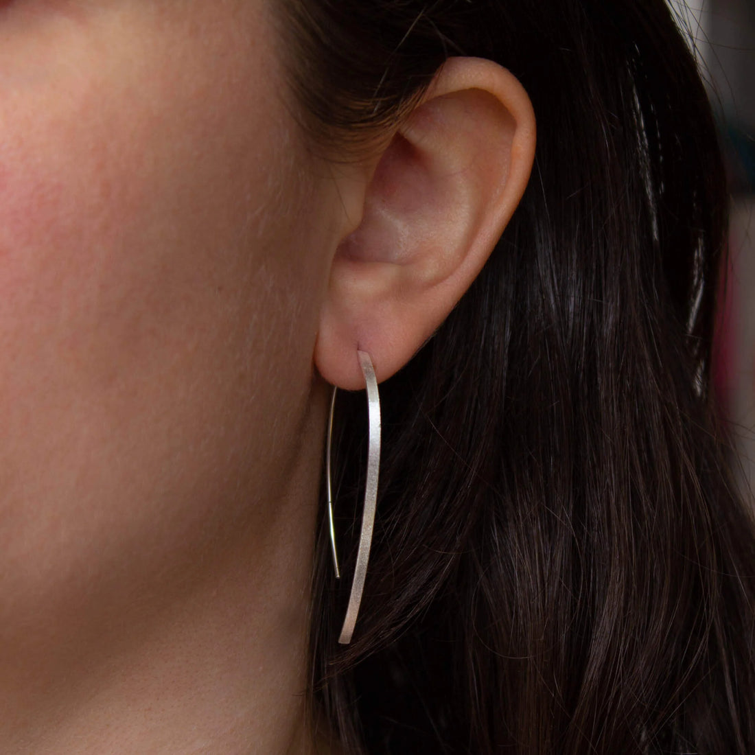 Sterling Silver Textured Long Threader Earrings