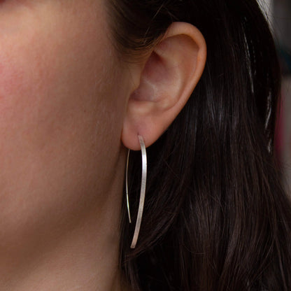 Sterling Silver Textured Long Threader Earrings