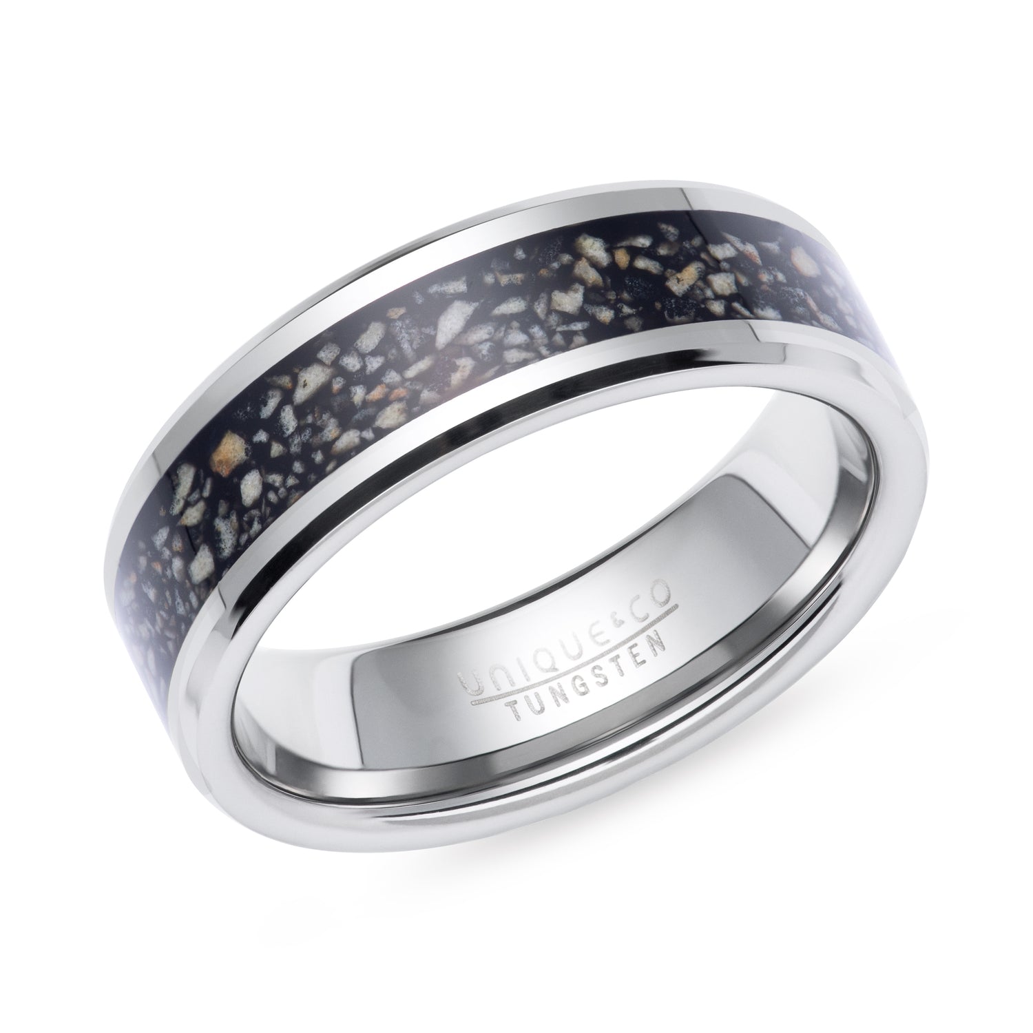 Tungsten Carbide Ring with Black Sandstone Inlay | 6mm width | Made For You