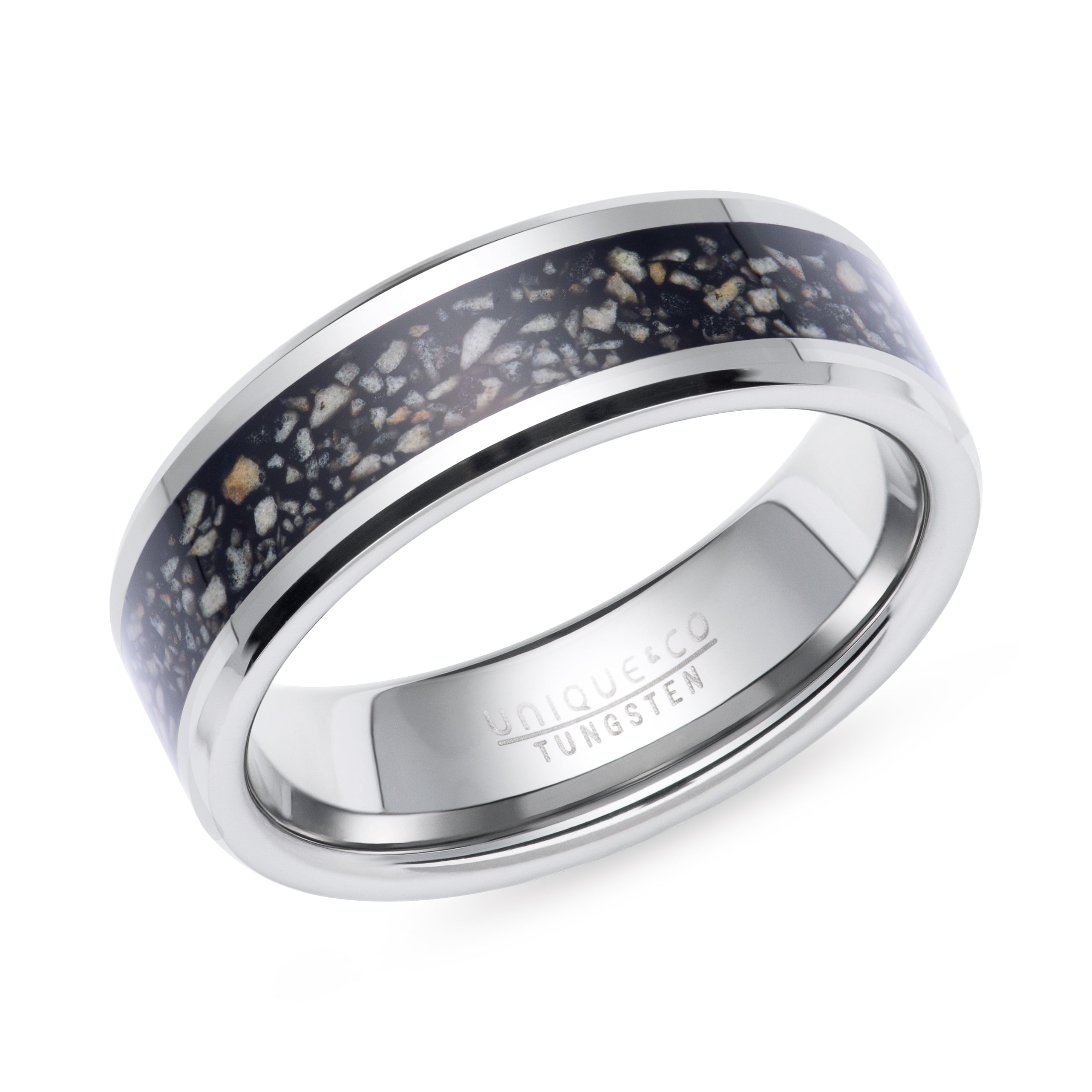 Tungsten Carbide Ring with Black Sandstone Inlay | 6mm width | Made For You