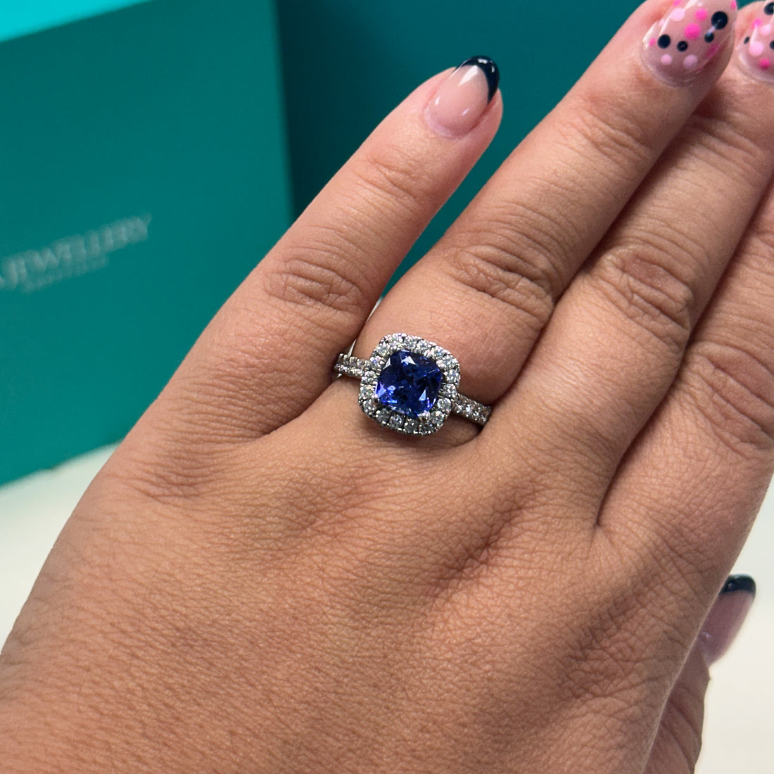 Tanzanite &amp; Diamond Cushion Shape &