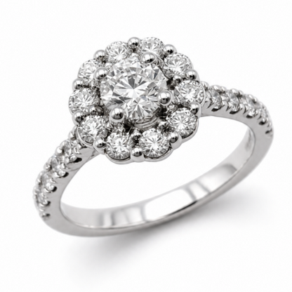 Diamond Cluster Engagement Ring in Platinum, 1.15ct
