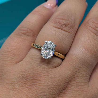 Oval Diamond Solitaire Engagement Ring in 18ct Yellow Gold, 1.62ct