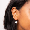Mother of pearl and cubic zirconia drop earrings in silver.
