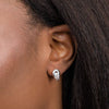 Linked circles stud earring with rope texture in silver.