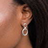 Oval drop earrings with textured link in silver.
