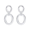 Oval drop earrings with textured link in silver.