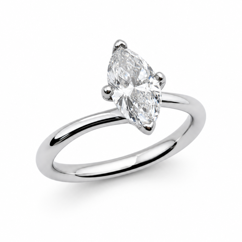 Marquise Cut Diamond Solitaire Engagement Ring in Platinum, 0.90ct