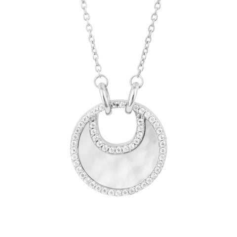 Mother of pearl and cubic zirconia necklace in silver.