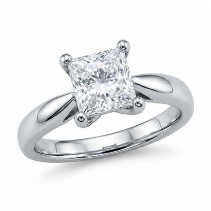 Princess Cut Diamond Solitaire Engagement Ring in Platinum, 1.00ct