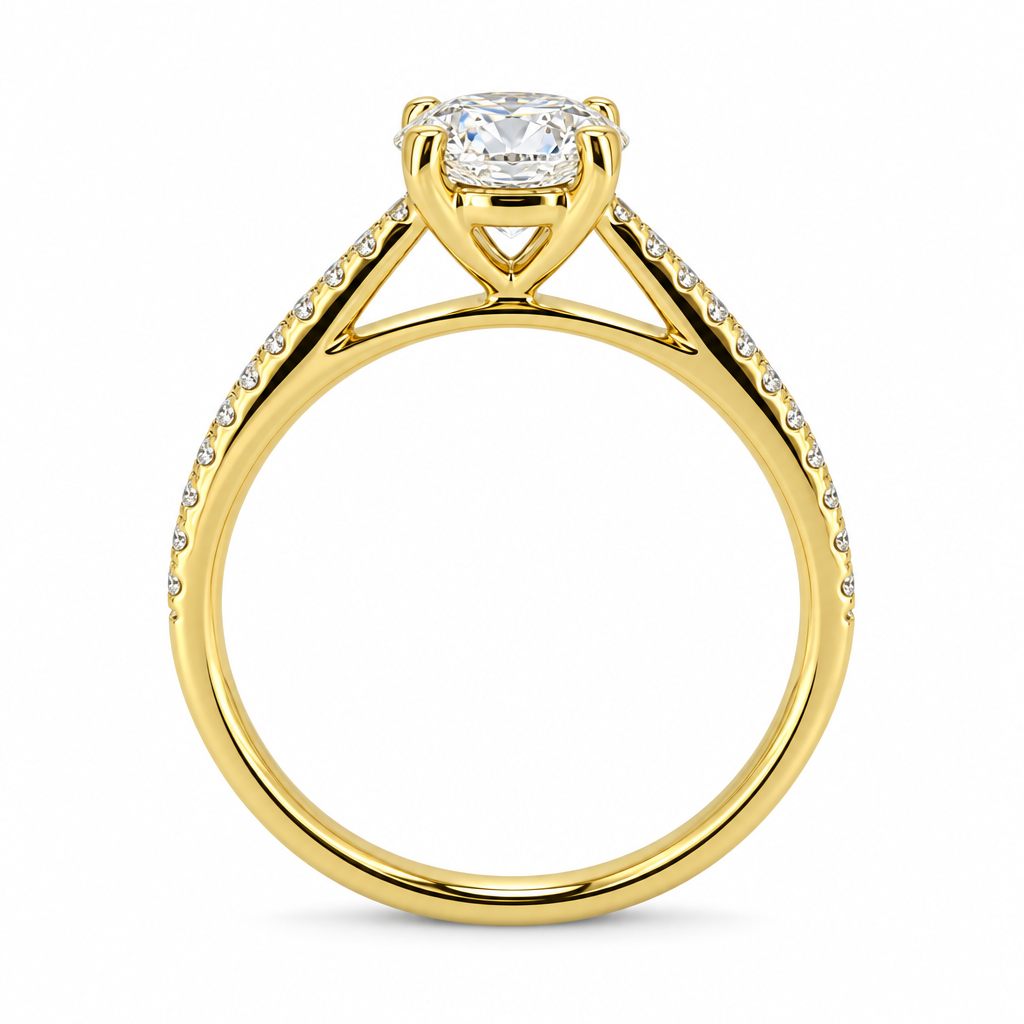 Laboratory Grown Diamond Engagement Ring with Diamond Set Shoulders in 18ct Yellow Gold, 1.15ct